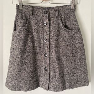 Weekend by Max Mara Vintage Wool Mini Skirt Button Front Size 6 Black White Grey